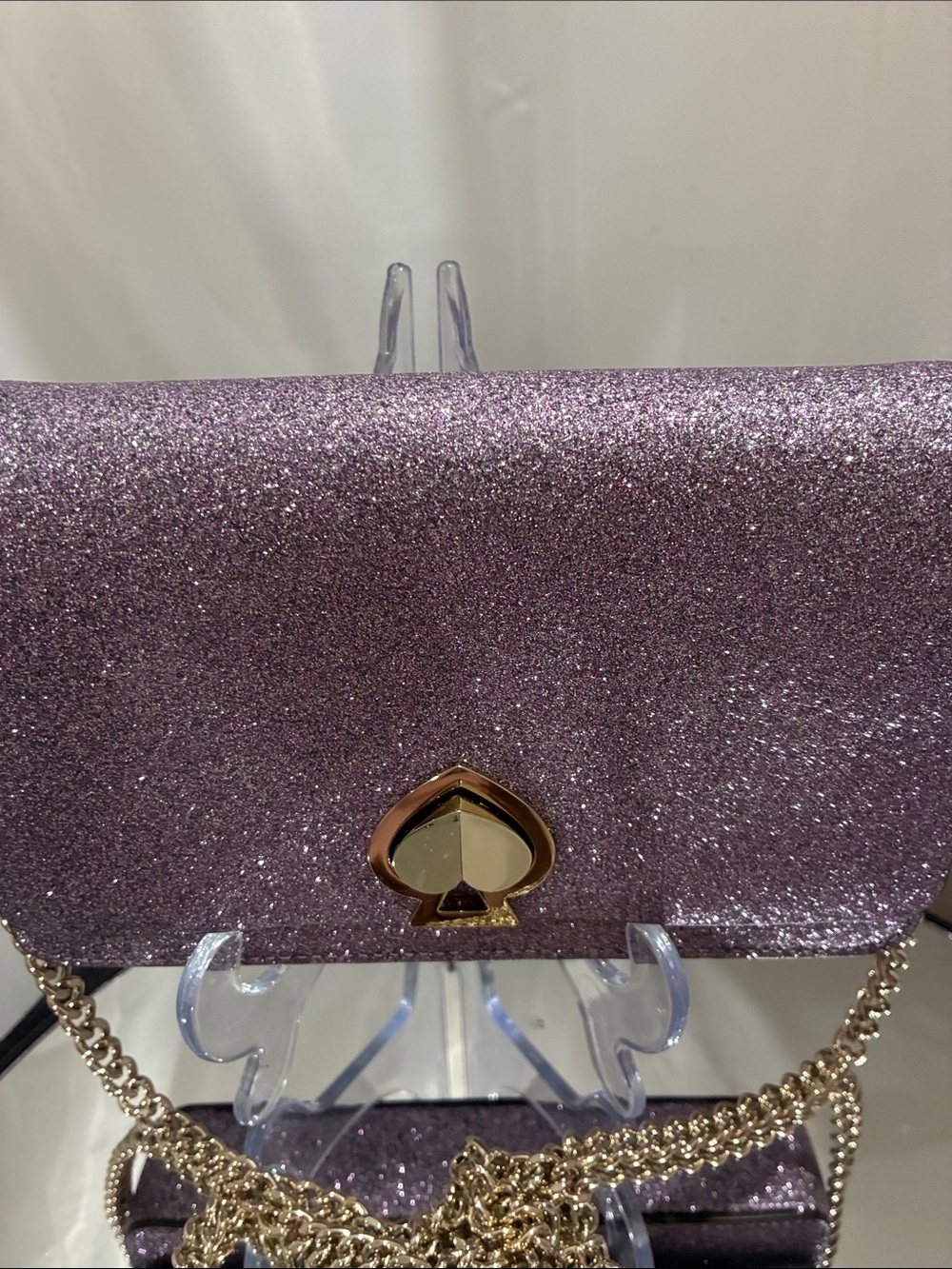 kate spade glitter purple crossbody with gold chain EUC - Picture 3 of 9